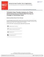 Turbulent heat transfer analysis of a three-dimensional array of perforated fins due to changes in perforation sizes