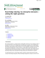 Knowledge sharing via enterprise intranets – asking the right questions.