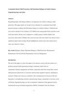 Community-based child protection with Palestinian refugees in South Lebanon : engendering hope and safety