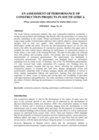 An assessment of performance of construction projects in South Africa