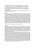 A review of the challenges of rural road network development in Kenya
