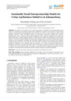 Sustainable Social Entrepreneurship Models for Urban Agribusiness Initiatives in Johannesburg