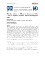 Why has it been so difficult to counteract cybercrime in Nigeria : evidence from an ethnographic study