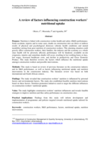 A review of factors influencing construction workers’ nutritional uptake