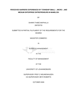 Perceived barriers experienced by township small -, micro -, and medium enterprise entrepreneurs in Mamelodi