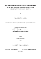 Analysing and modelling the ecological requirements of reptiles and large arachnids : a study of the Leeuspruit Private Nature Reserve