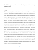 How do family supportive supervisors affect nurses’ thriving: A research before and during COVID-19 pandemic