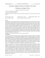 Transition to higher education for students with autism :  challenges and support needs