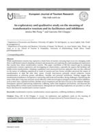 An exploratory and qualitative study on the meaning of transformative tourism and its facilitators and inhibitors