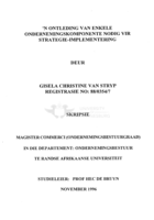 'n Ontleding van enkele ondernemingskomponente nodig vir strategie-implementering