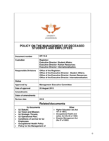 Policy on the management of deceased students and staff