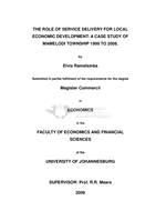 The role of service delivery for local economic development : a case study of Mamelodi township, 1999-2008