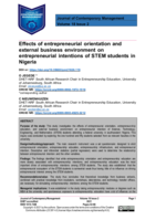 Effects of entrepreneurial orientation and external business environment on entrepreneurial intentions of STEM students in Nigeria