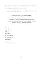 Validation of the children’s hope scale in a sample of South African adolescents