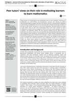 Peer tutors’ views on their role in motivating learners to learn mathematics