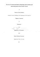 The role of commercial banks in financing small, medium and microenterprises in the Greater Soweto
