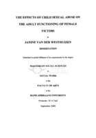 The effects of child sexual abuse on the adult functioning of female victims