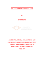 The N J van Warmelo Collection