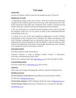 Ancient art, rhetoric and the Lamb of God metaphor in John 1:29 and 36