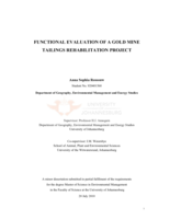 Functional evaluation of a gold mine tailings rehabilitation project