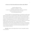 A critical review of South African child and youth resilience studies, 2009-2017