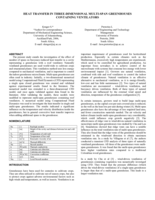 Heat transfer in three-dimensional multi-span greenhouses containing ventilators