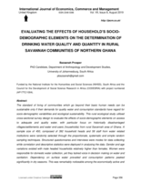 Evaluating the effects of household’s socio-demographic elements on the determination of drinking water quality and quantity in rural Savannah communities of Northern Ghana