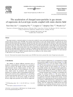 The acceleration of charged nano-particles in gas stream of supersonic de-laval-type nozzle coupled with static electric field