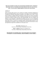 The management of health and fitness information : students’ dissemination of information provided by health and fitness apps , in managing their personal health and fitness