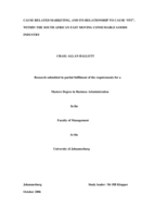 Cause related marketing, and its relationship to cause "fit", within the South African fast moving consumable goods industry