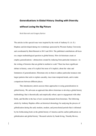 Generalizations in global history : dealing with diversity without losing the big picture