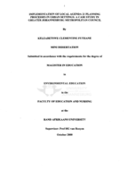 Implementation of Local Agenda 21 planning process in urban settings : a case study in greater Johannesburg metropolitan council