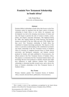 Feminist new testament scholarship  in South Africa