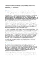 Critical engagement in informal settlements : lessons from the South African experience