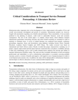 Critical considerations in transport service demand forecasting : a literature review