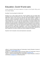 Education, Covid-19 and care : social inequality and social relations of value in the South Africa and the United States