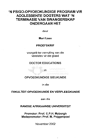 'n Psigo-opvoedkundige program vir adolessente dogters wat 'n terminasie van swangerskap ondergaan het