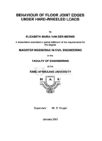 Behaviour of floor joint edges under hard-wheeled loads