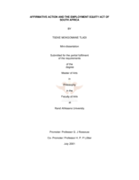 Affirmative action and the employment equity act of South Africa