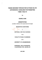 Finding meaning through reflections on life experiences : guidelines for promoting family health