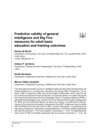 Predictive validity of general intelligence and Big Five measures for adult basic education and training outcomes.