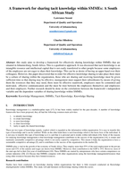 A framework for sharing tacit knowledge within SMMEs : a South African Study