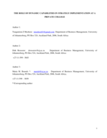 The role of dynamic capabilities in strategy implementation at a private college