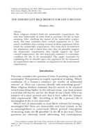 The Immorality requirement for life's meaning