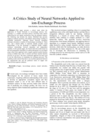A critics study of neural networks applied to ion-exchange process