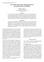 Factors affecting the retention of knowledge workers.