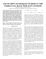 Use of MPPT techniques to reduce the energy pay-back time in PV systems