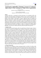 Exploring the applicability of deming’s concept of “continuous improvement” in the contemporary public sector organisations