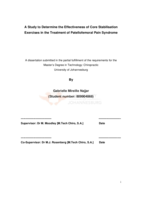 A study to determine the effectiveness of core stabilisation exercises in the treatment of patellofemoral pain syndrome