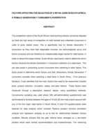 Factors affecting the selection of a retail bank in South Africa : a female Generation Y consumer’s perspective